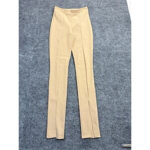 Zara Ottoman Leggings Womens Medium High Waist Stretch Slit Front Color Camel